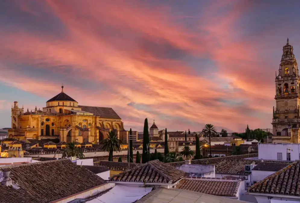 Panoramic view from the Balcón de Córdoba rooftop terrace over the Mezquita-Catedral