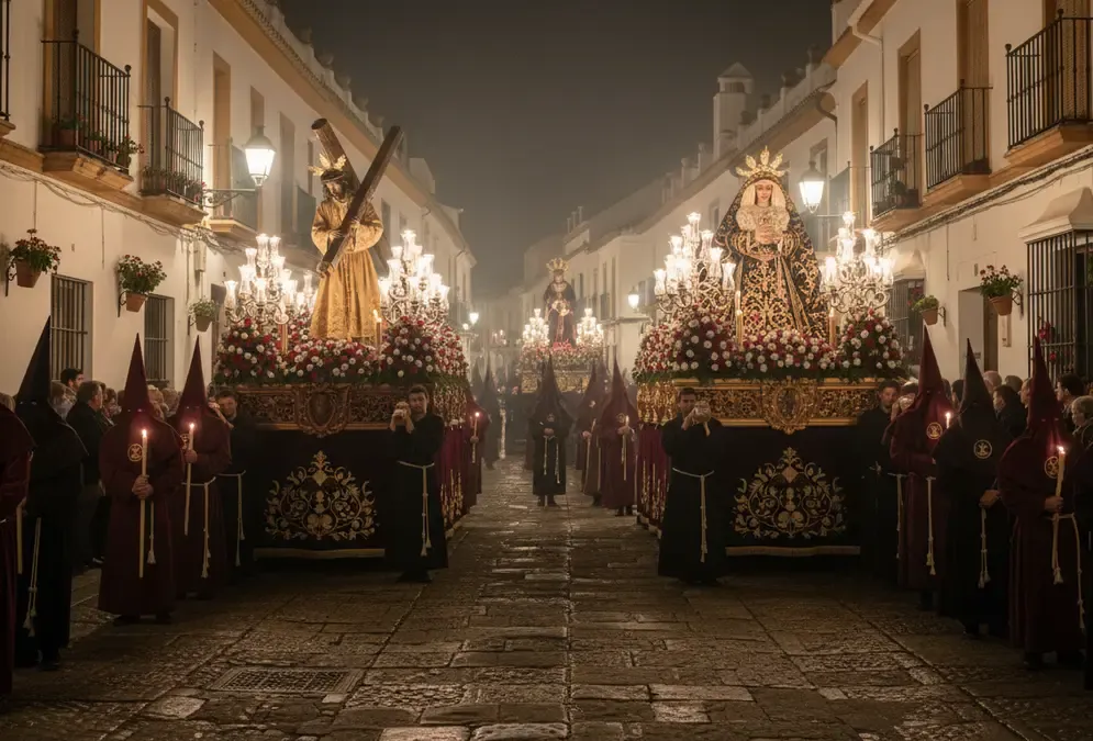 Holy Week procession in Córdoba at night