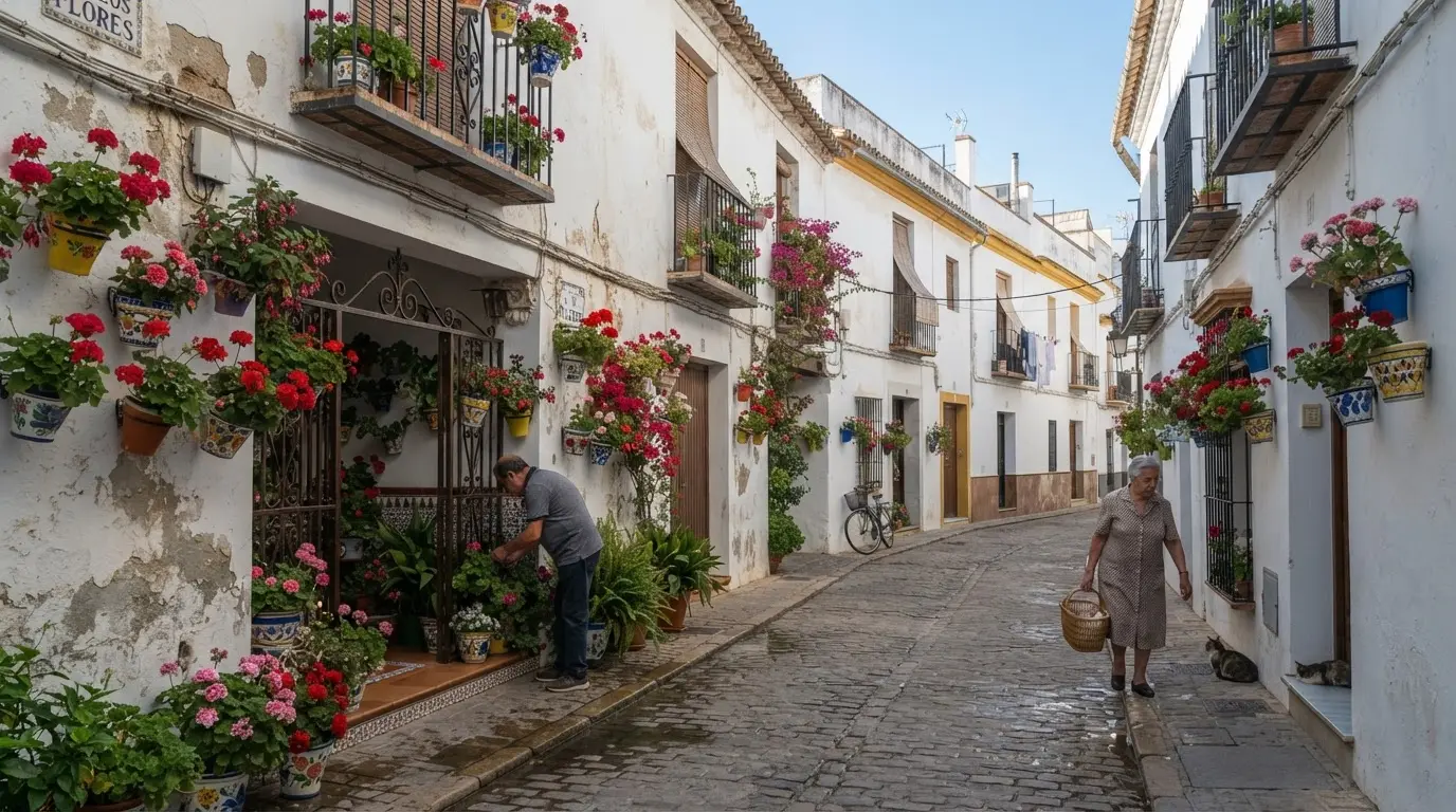 Visitors walking calmly through the Mezquita-Catedral courtyard in Córdoba, Spain