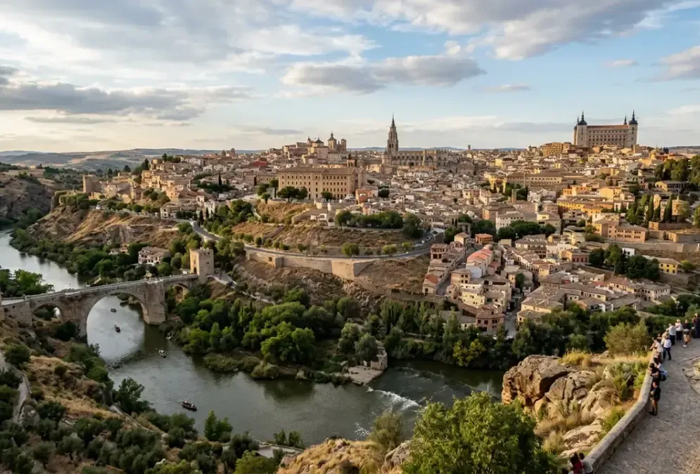 Toledo medieval city panorama over the Tagus River