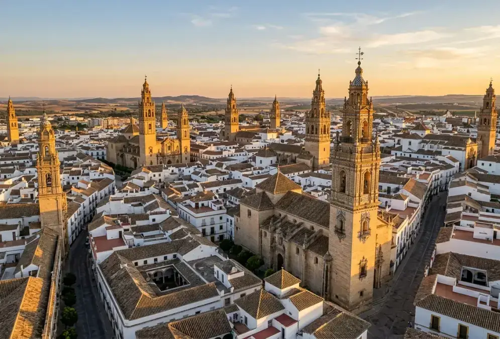 Baroque church towers and Andalusian rooftops in the old town of Écija