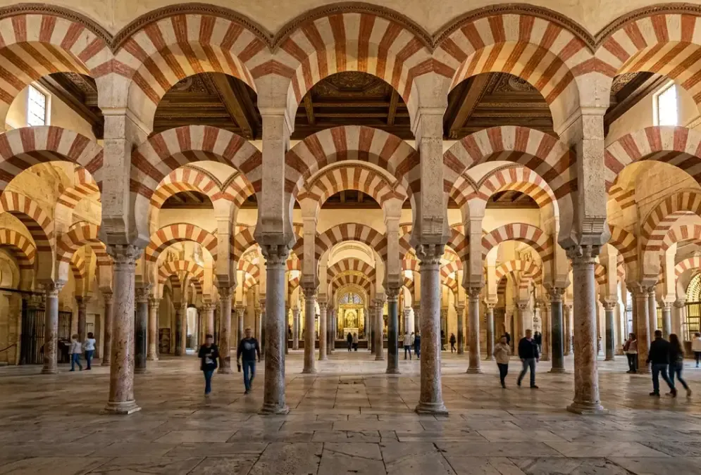 Mezquita-Catedral nave with red and white striped arches