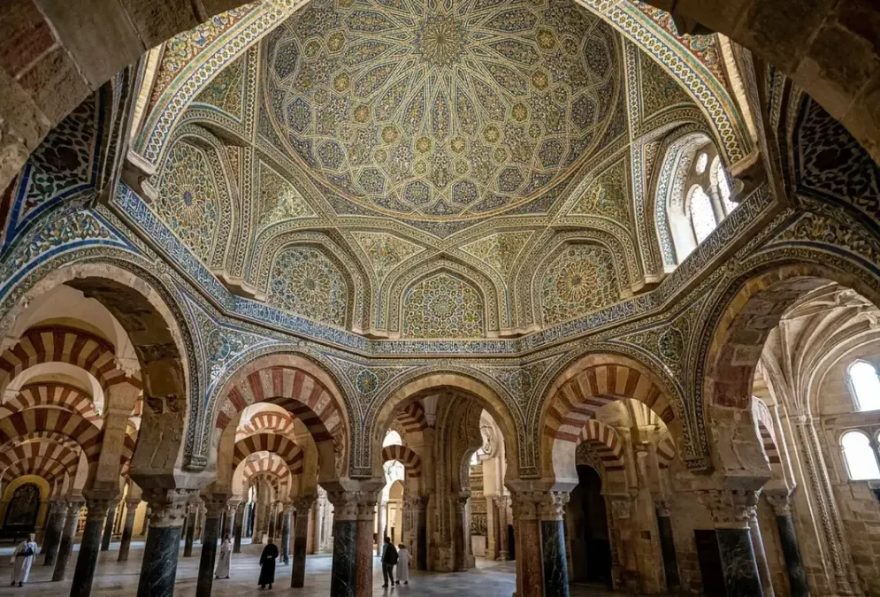 Islamic geometric mosaic tilework in the Mezquita-Catedral