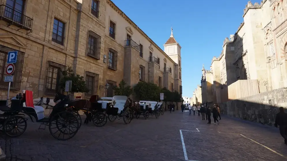 Baroque courtyard of the Palacio Episcopal de Córdoba with its monumental staircase