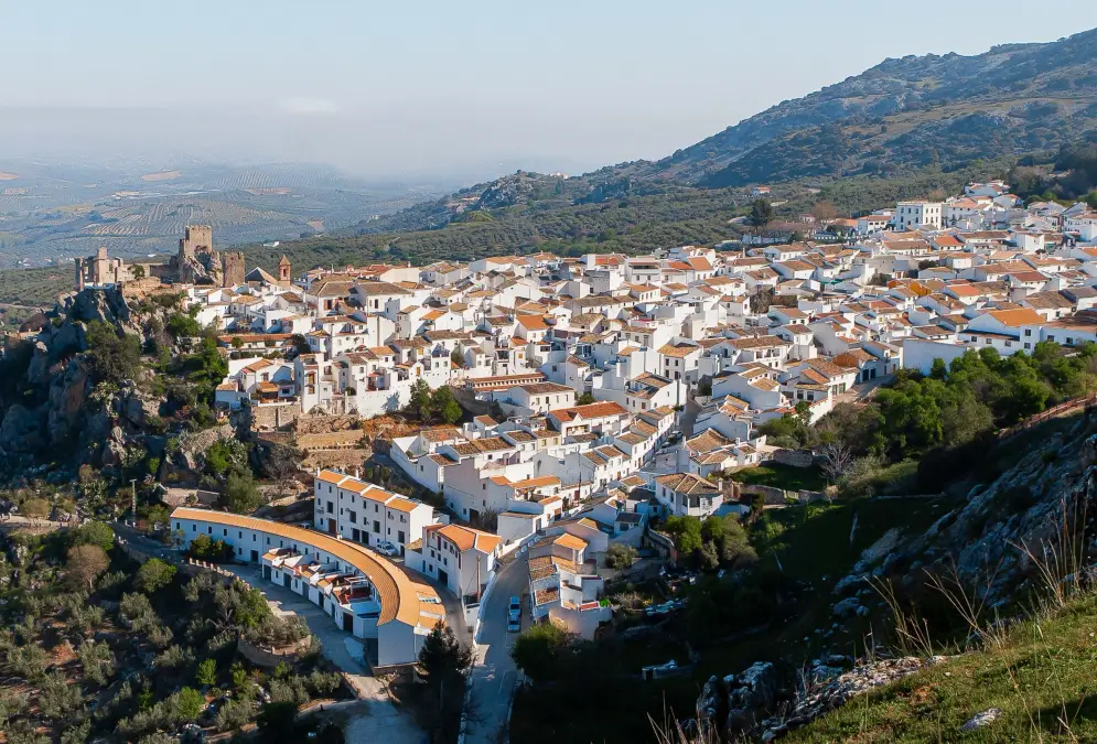 Zuheros white village perched on a limestone crag, Córdoba province